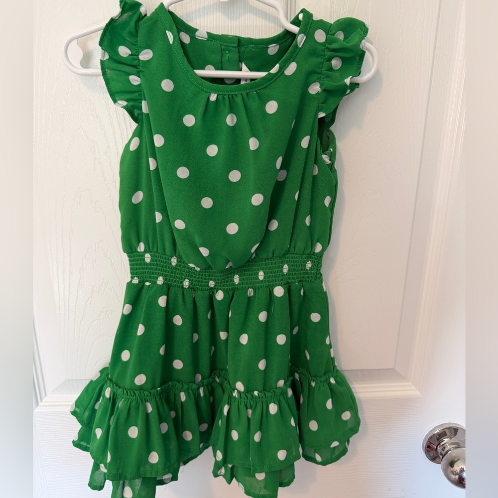 Janie and Jack Green Polka Dot Ruffle Dress
